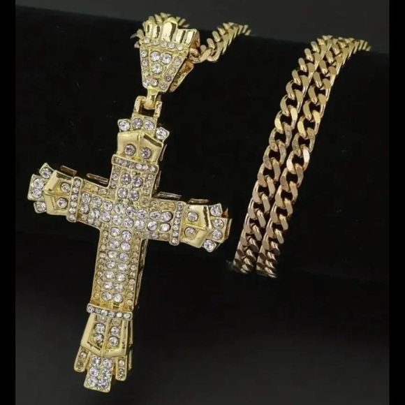 Badass Other - Hip-Hop, Bling, Simulated Diamond Cross Pendant Badass, Gothic Necklace